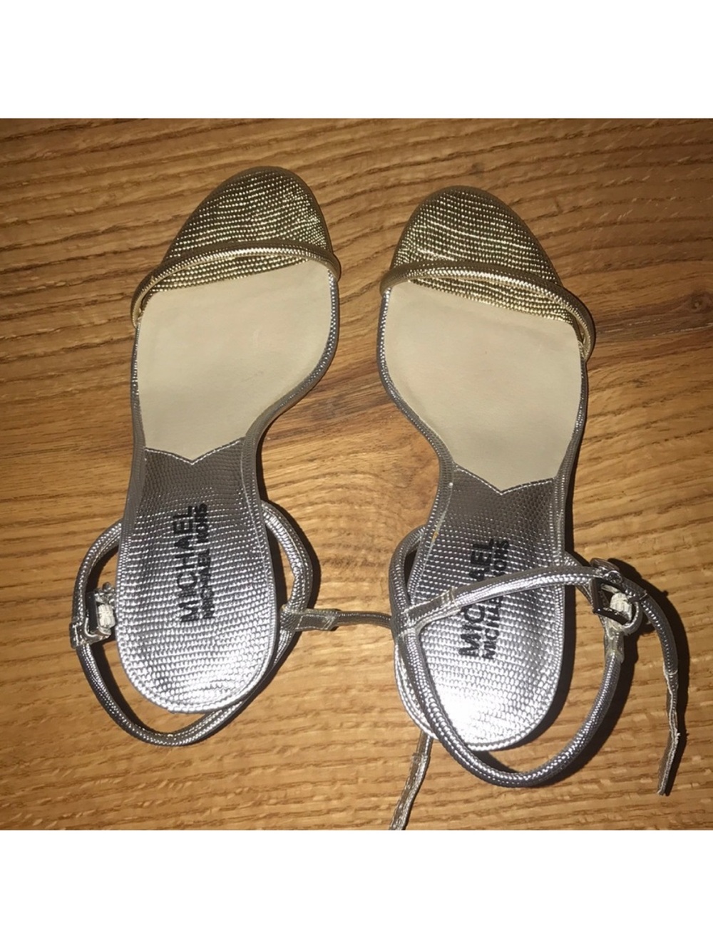 Michael Kors Metallic Silver Women's Open-Toe Ankle-Strap Sandals | Size 7